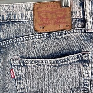 Levis 512 Slim Taper Mens Acid Wash Jeans VTG Blue Pink Denim Measures 33x28